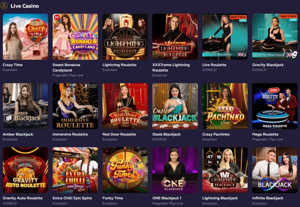 Live Casino Games at Playfina Casino