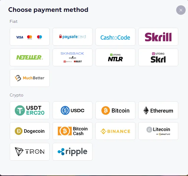 Deposit and Withdrawal Methods at Playfina Casino