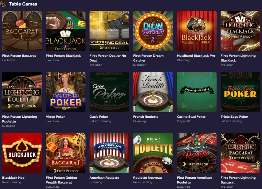 Table Games at Playfina Casino